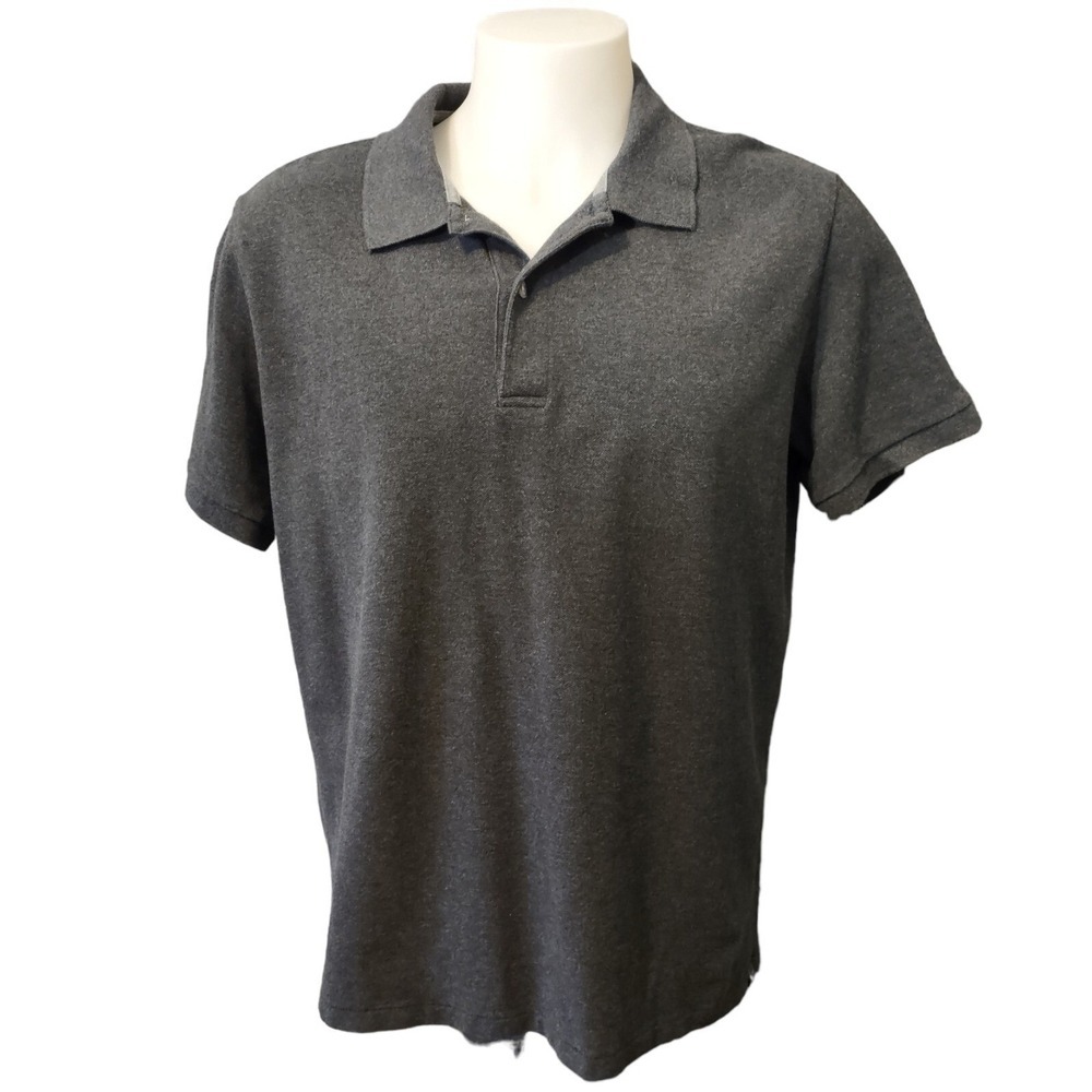Eddie Bauer Golf Shirt XL Men's Polo Logo Cotton Short Sleeve Collared Charcoal.